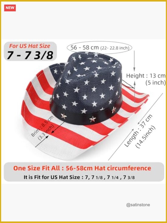 Unisex American Flag Cowboy Hat Paper Staw Western Patriotic Parade Hat main image 6